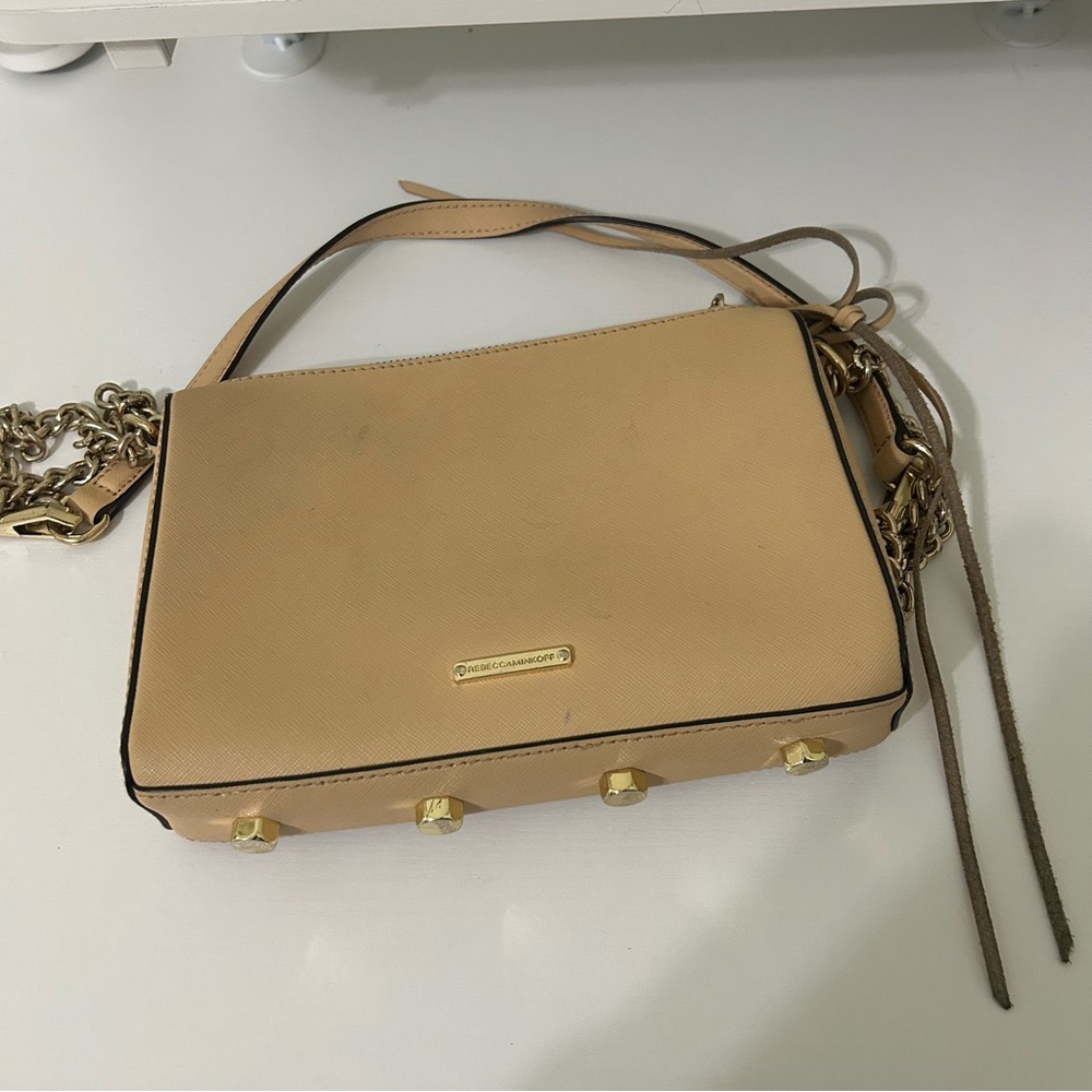 Rebecca Minkoff Tan Crossbody Bag with Gold Details